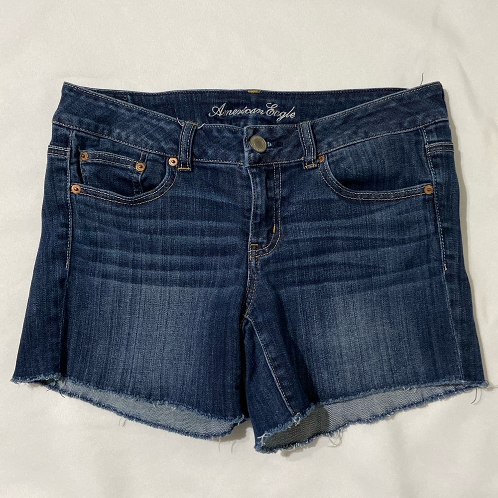 American Eagle Stretch Denim Cut Off Shorts Size 8